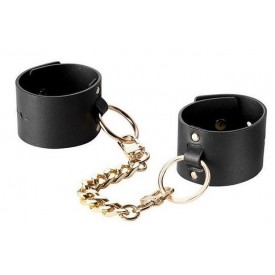 Черные наручники Wide Cuffs на цепочке